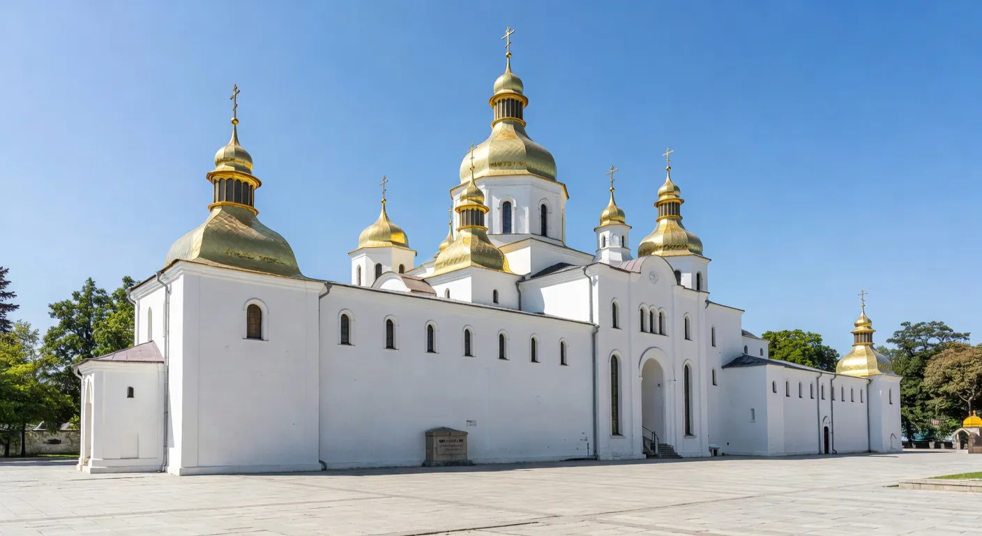Cathedrale Saint-Michel-au-Dome-d-Or et place de la cathedrale a Kyiv