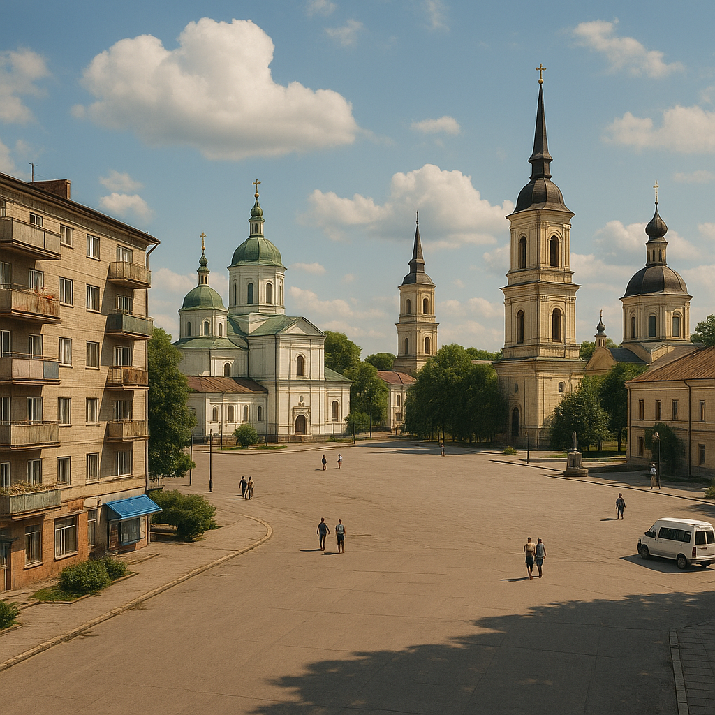 Marché local dans une petite ville de province ukrainienne
