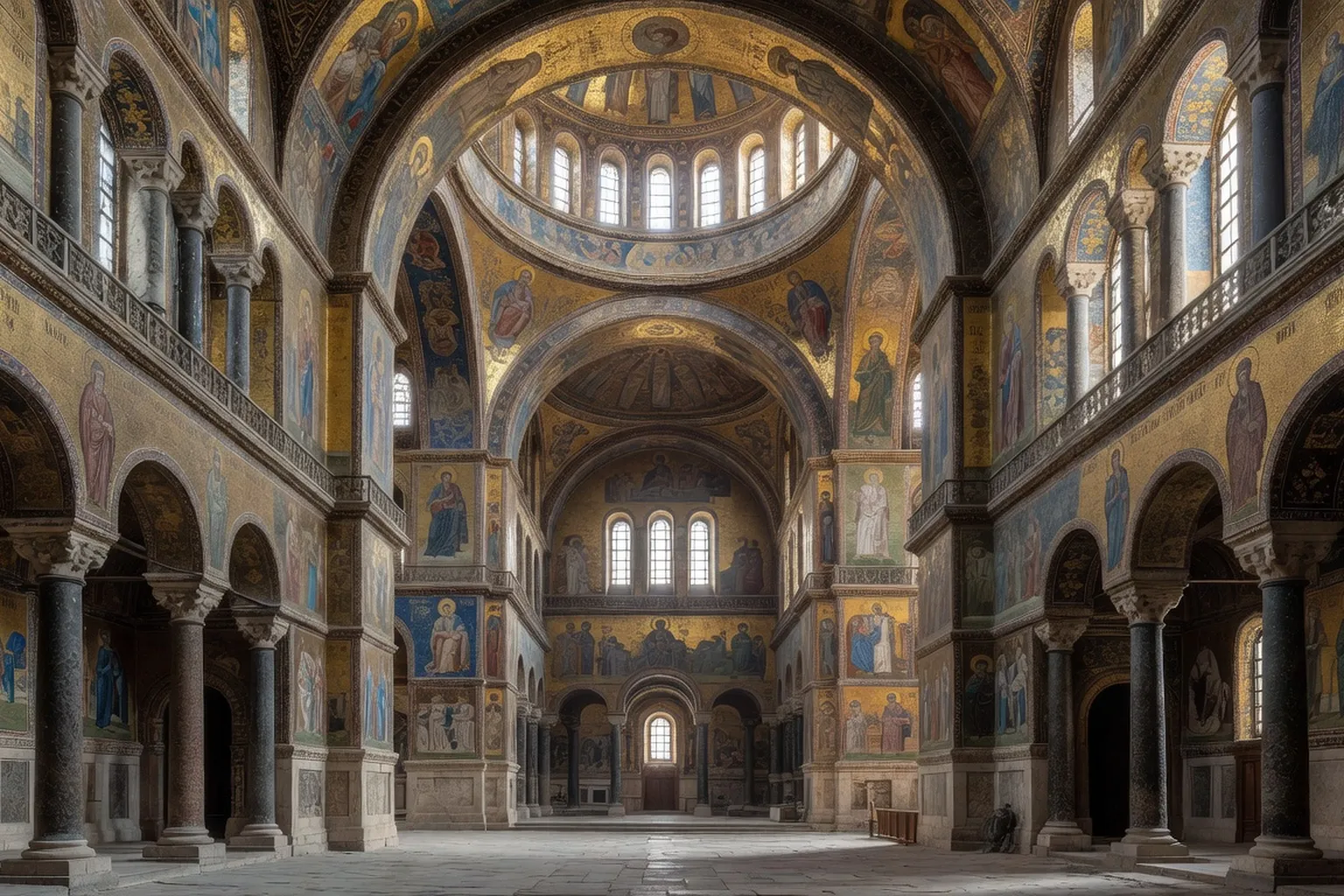 Interieur de la cathedrale Sainte-Sophie de Kyiv, mosaiques byzantines