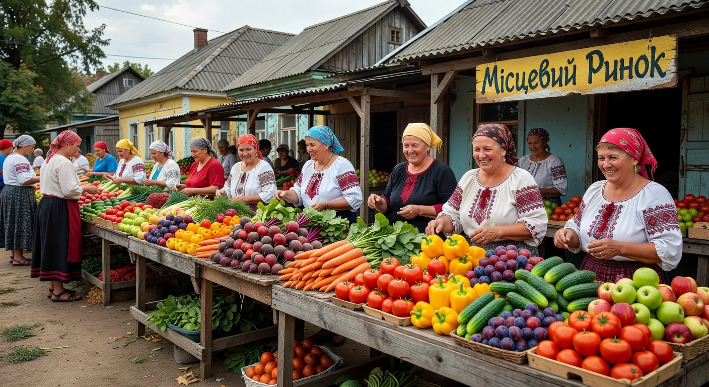 Marché local ukrainien, légumes frais et ambiance authentique