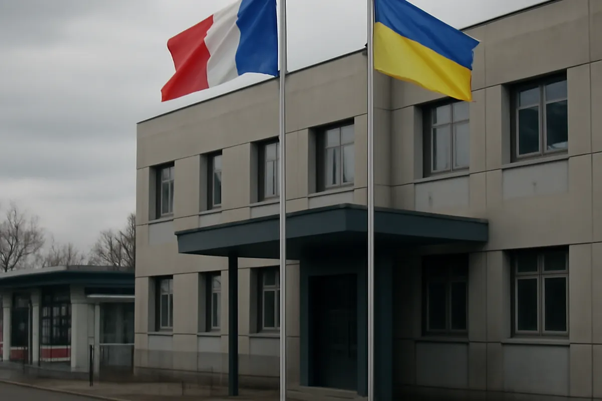 Poste-frontière ukrainien avec contrôle de sécurité, voyageurs en attente