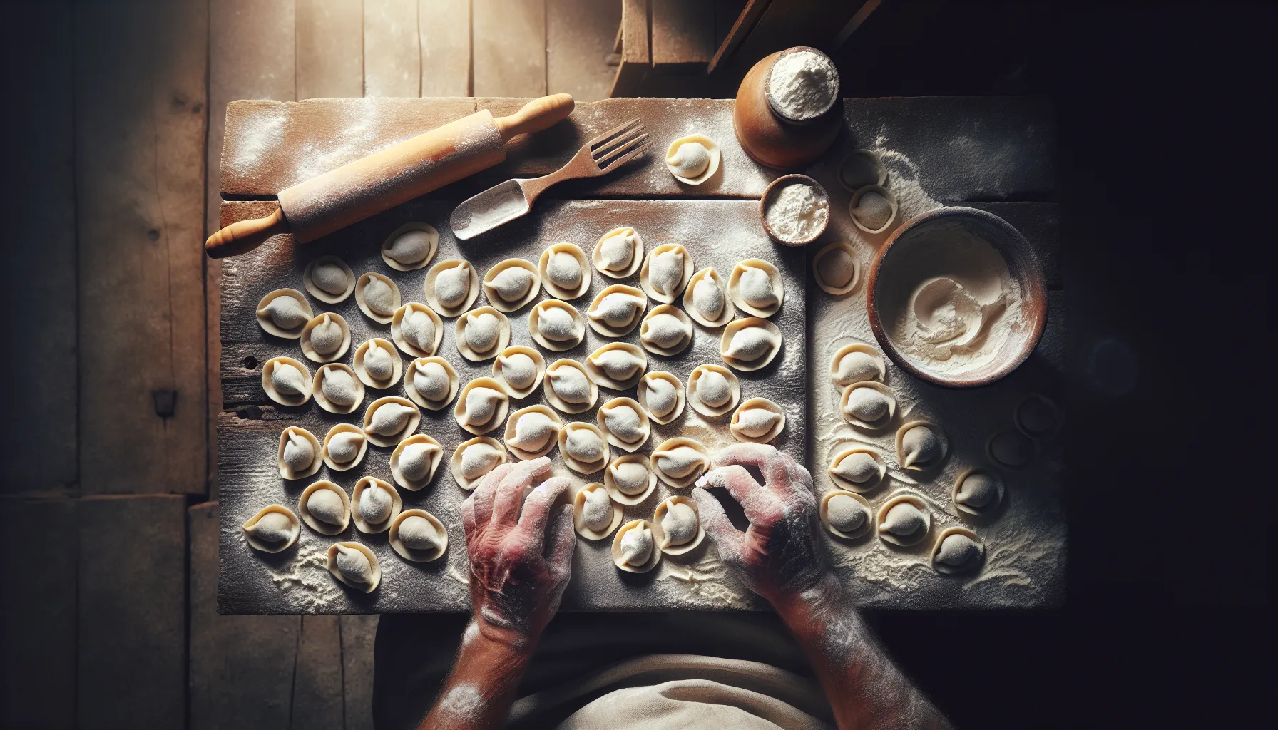 Préparation artisanale de varenyky ukrainiens